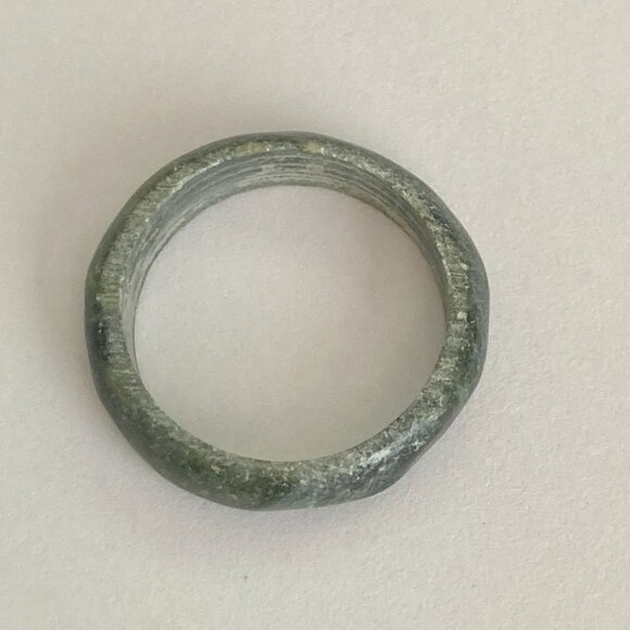 Vintage Natural Dark Green Jade Band Ring Size 6 8 9 Semiprecious Stackable - Picture 4 of 10